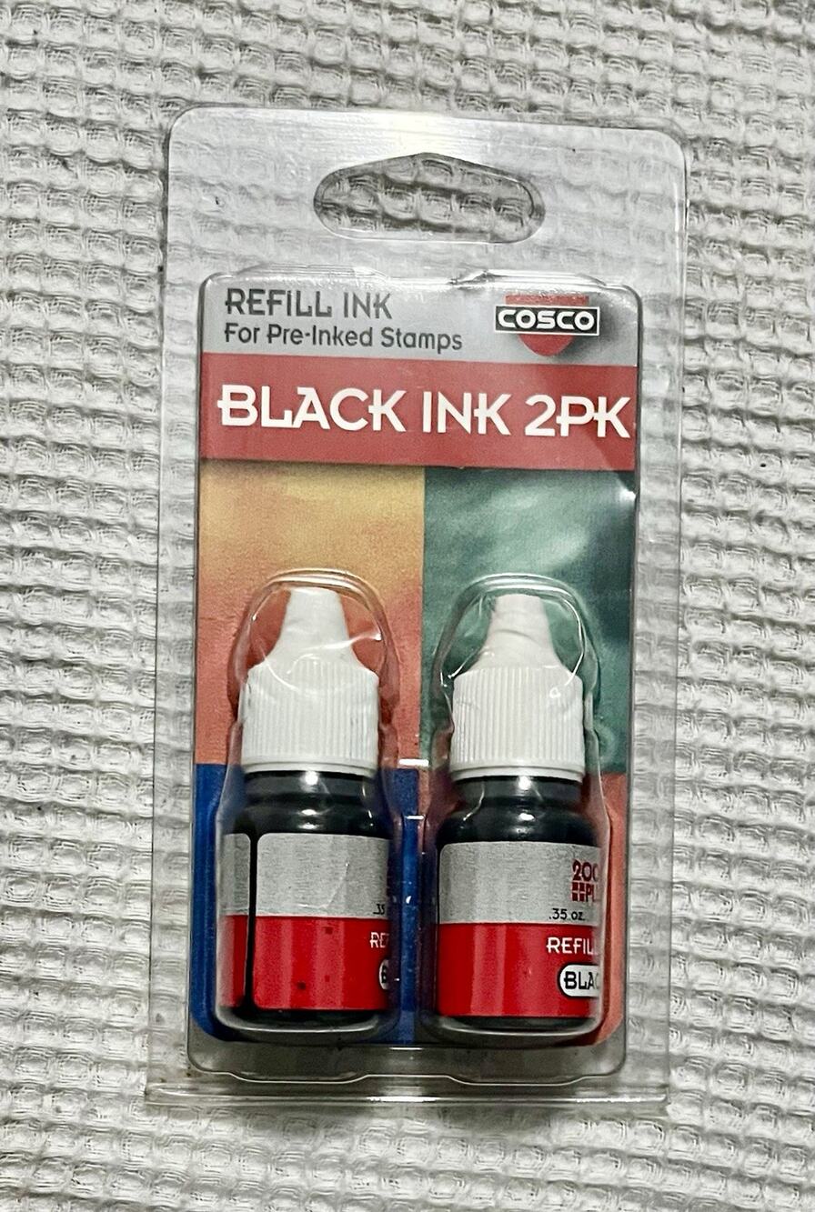 Cosco 2000 Plus Black Refill Ink for Pre-Inked Stamps, 2 Pack